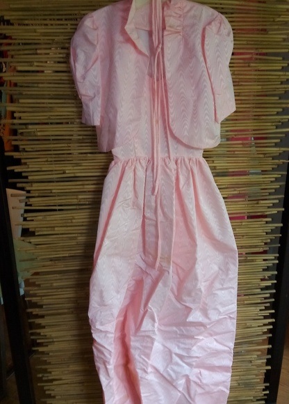 Pink Taffeta 5 Maxi Formal Dress Bolero Set - Picture 1 of 6